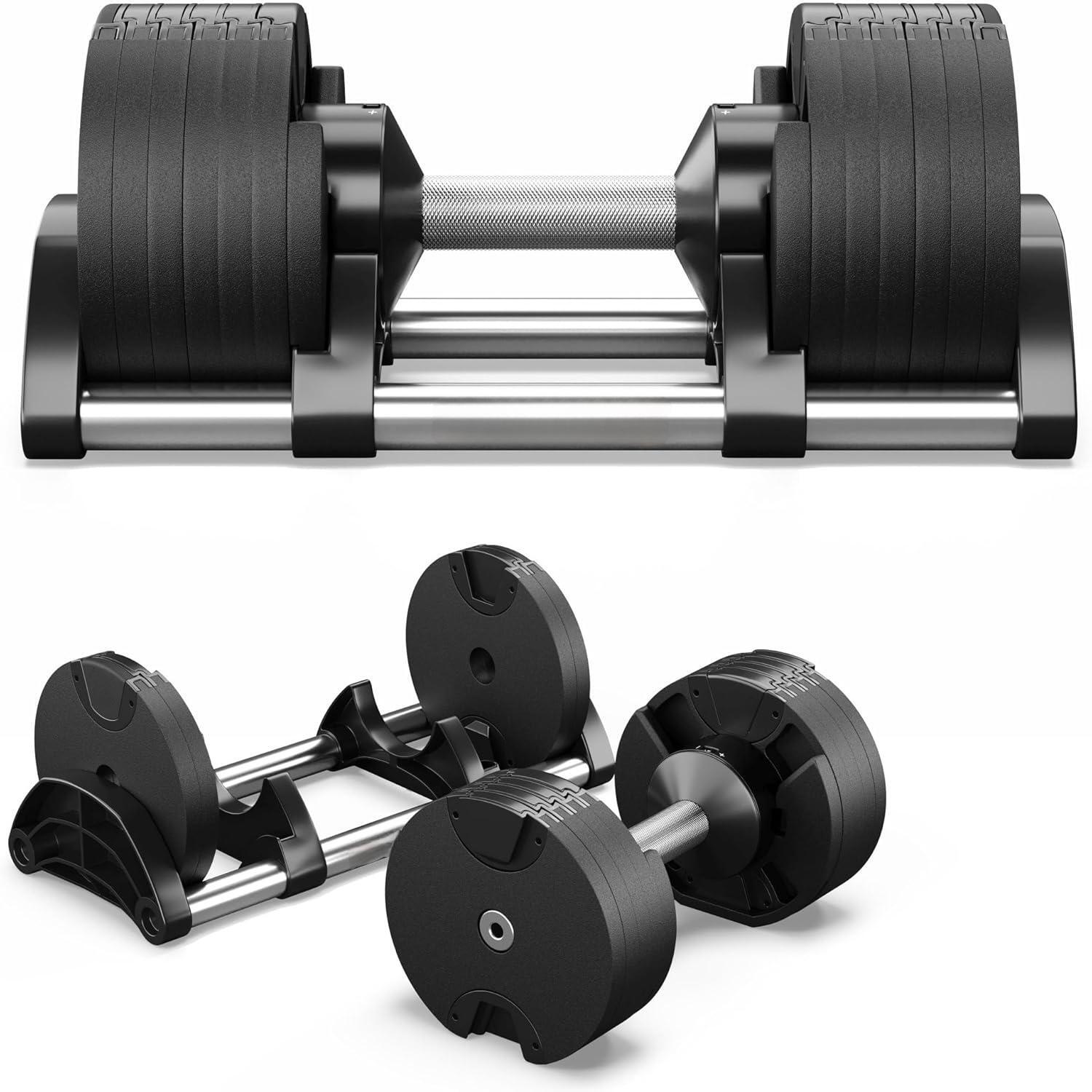 Manubrio Pesi Palestra Casa Da 2 A 24 Kg - 12 Livelli Regolabili Set Con Base 2/7