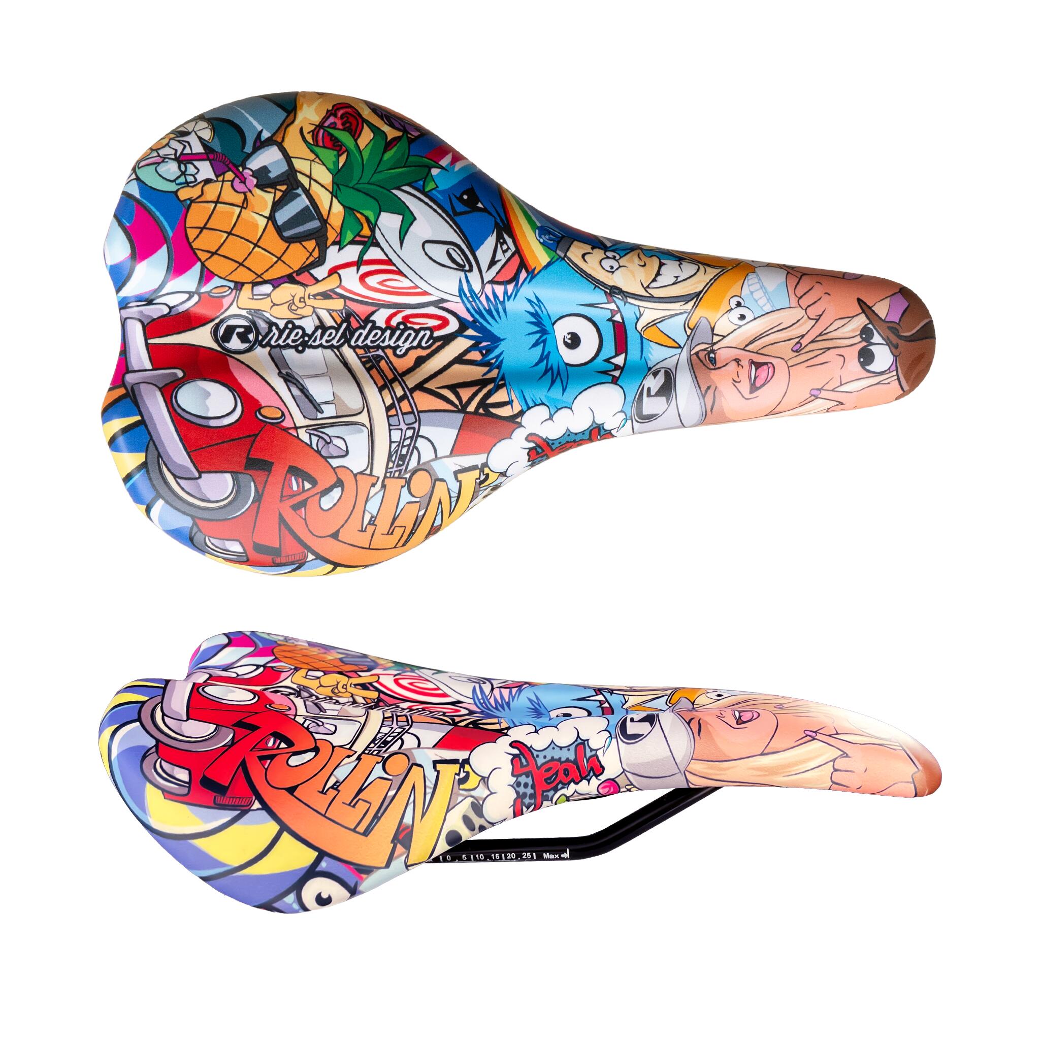 RIESEL DESIGN Schaumstoff Komfort Sattel stickerbomb