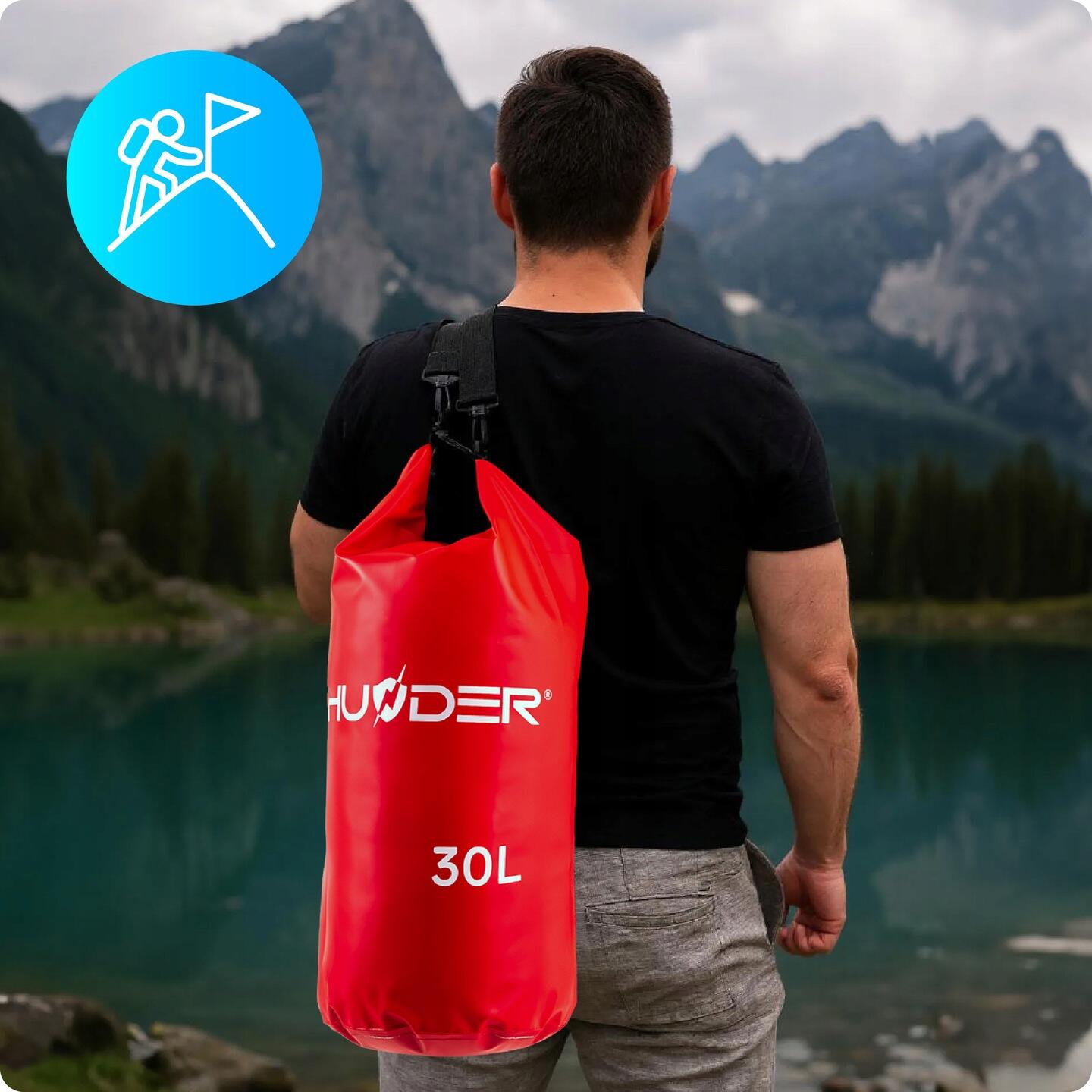 Mochila saco impermeável espaçosa, bolsa impermeável para caiaque SUP 30 L 5/6