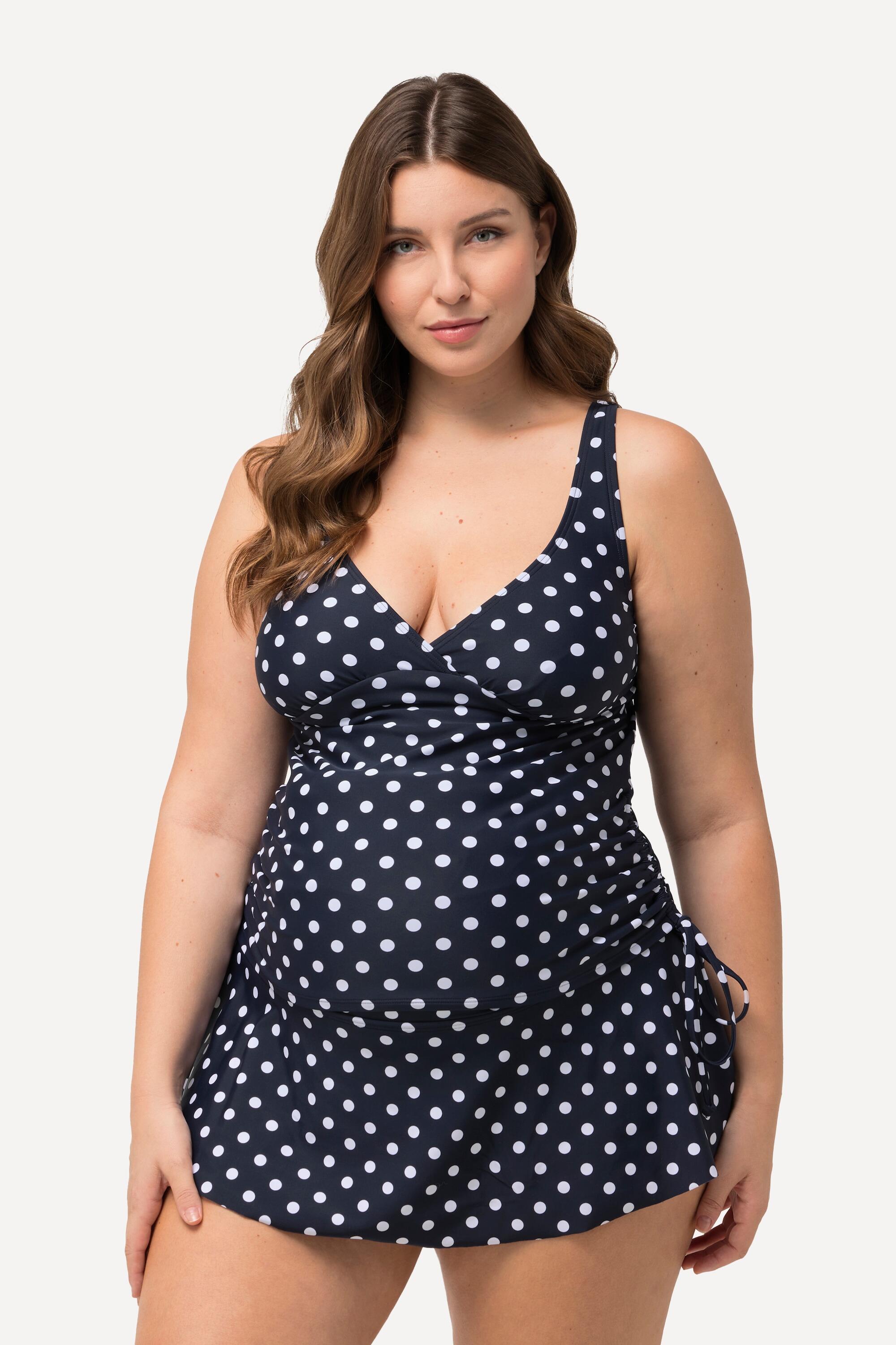 ULLA POPKEN Bellieva Maternity Two-Piece Polka Dot Tankini, High-Waist, Blue