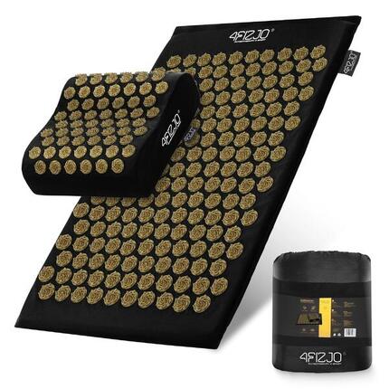 Mata do akupresury terapeutyczna 4FIZJO ERGO z poduszką czarno-złota