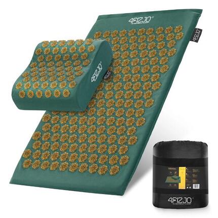 Mata do akupresury terapeutyczna 4FIZJO ERGO z poduszką zielono-złota