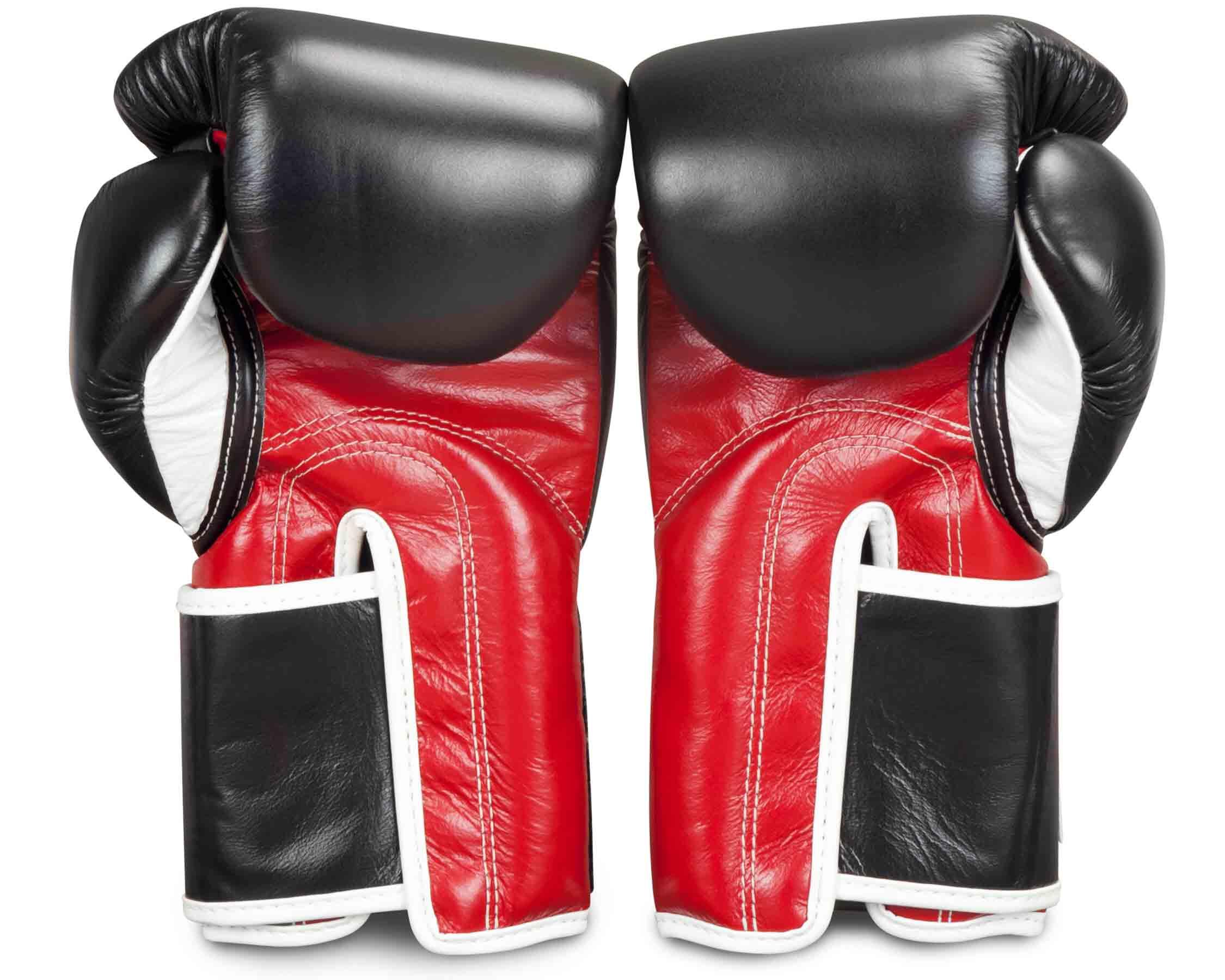 Fairtex BGV5 Leder Boxhandschuhe Super Sparring - Schwarz/Rot/Weiss 14 Unzen 3/4