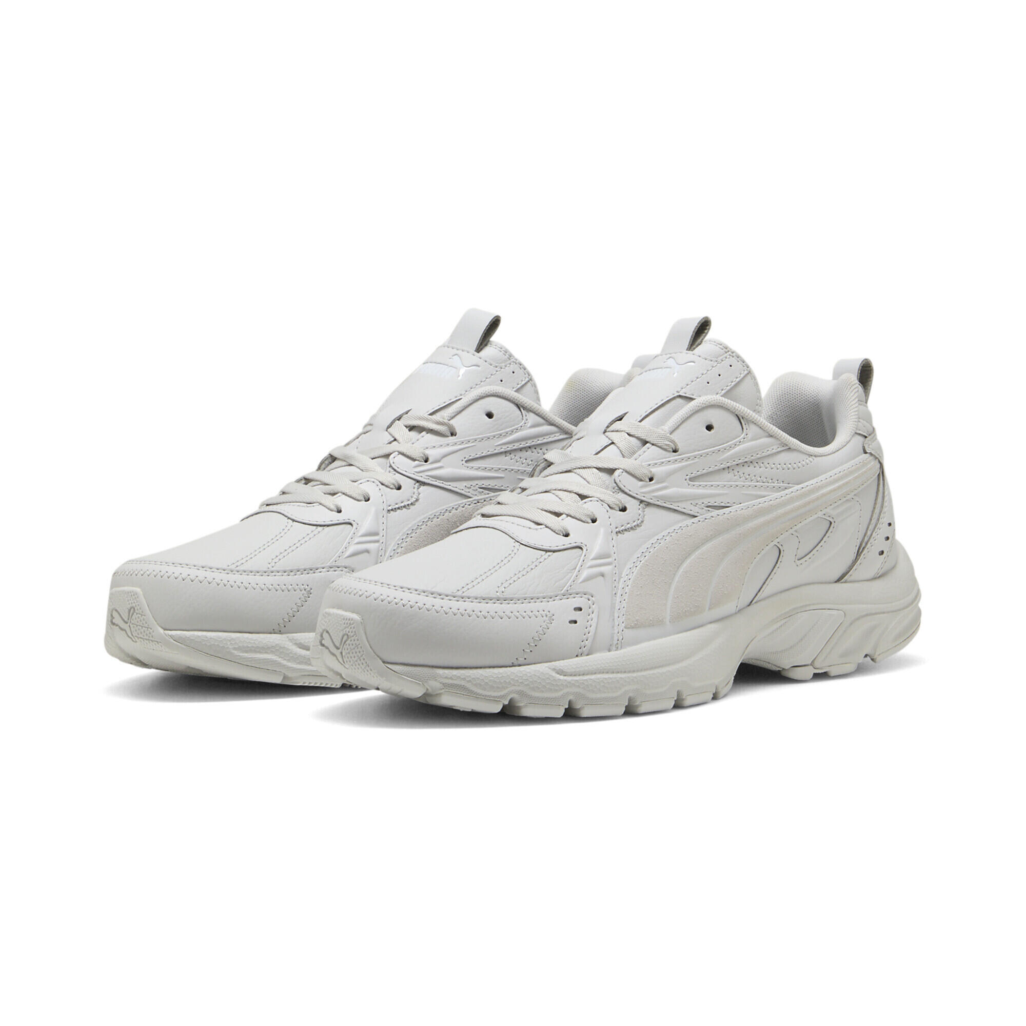 Sneakersy skórzane unisex Milenio Tech PUMA Feather Gray White