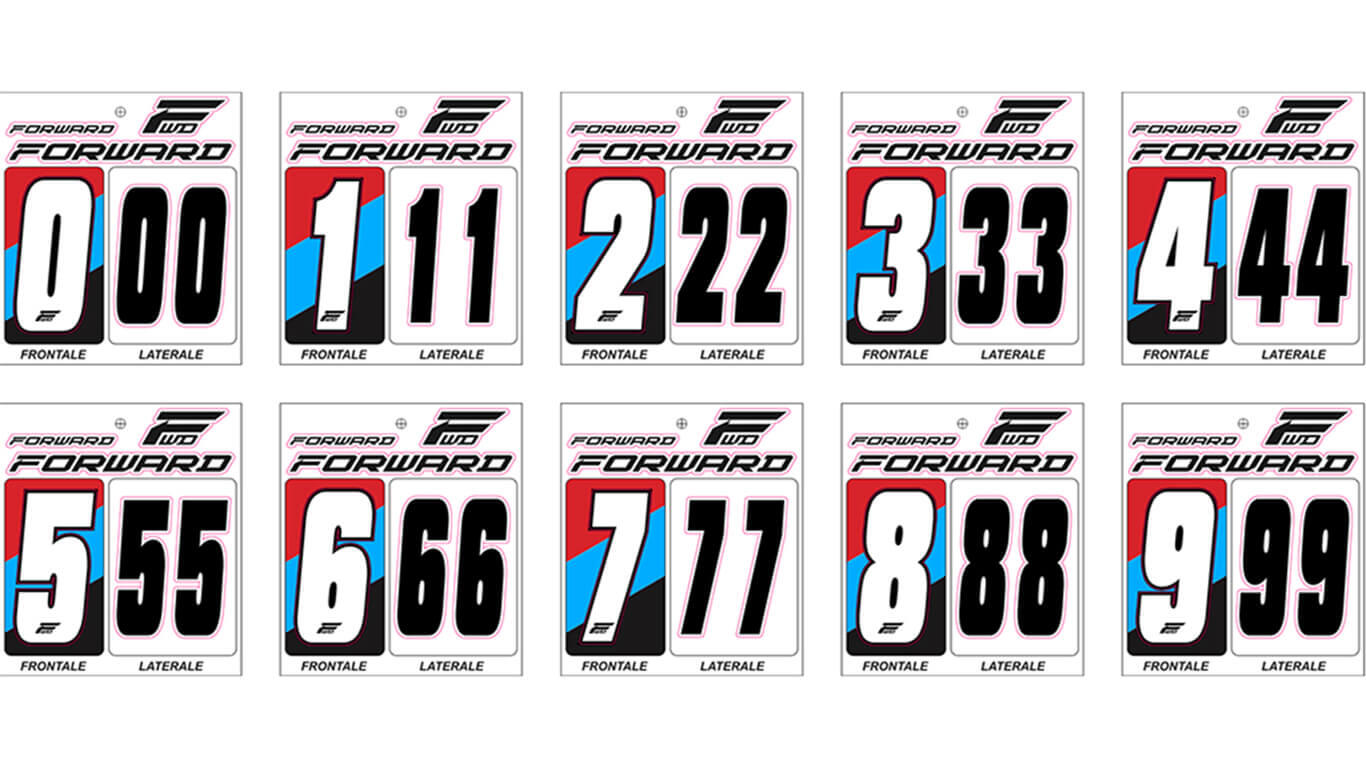 Kit números placa forward - branco - autocolantes - 6