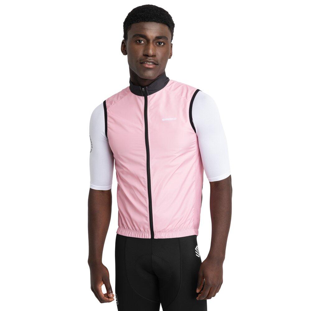 Colete corta-vento de ciclismo para homem v1 berthel rosa