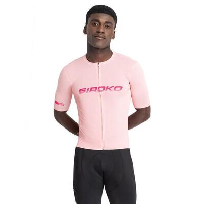 Heren fietsen mesh wielershirt met korte mouwen m8 metre roze