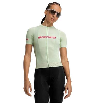 Dames wielrennen mesh wielershirt met korte mouwen m8 syntony groen