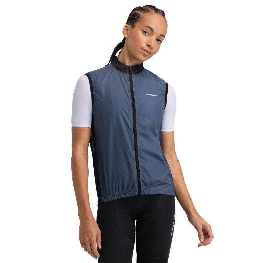SIROKO Chaleco cortavientos ciclismo mujer V1-W Lavaredo Azul