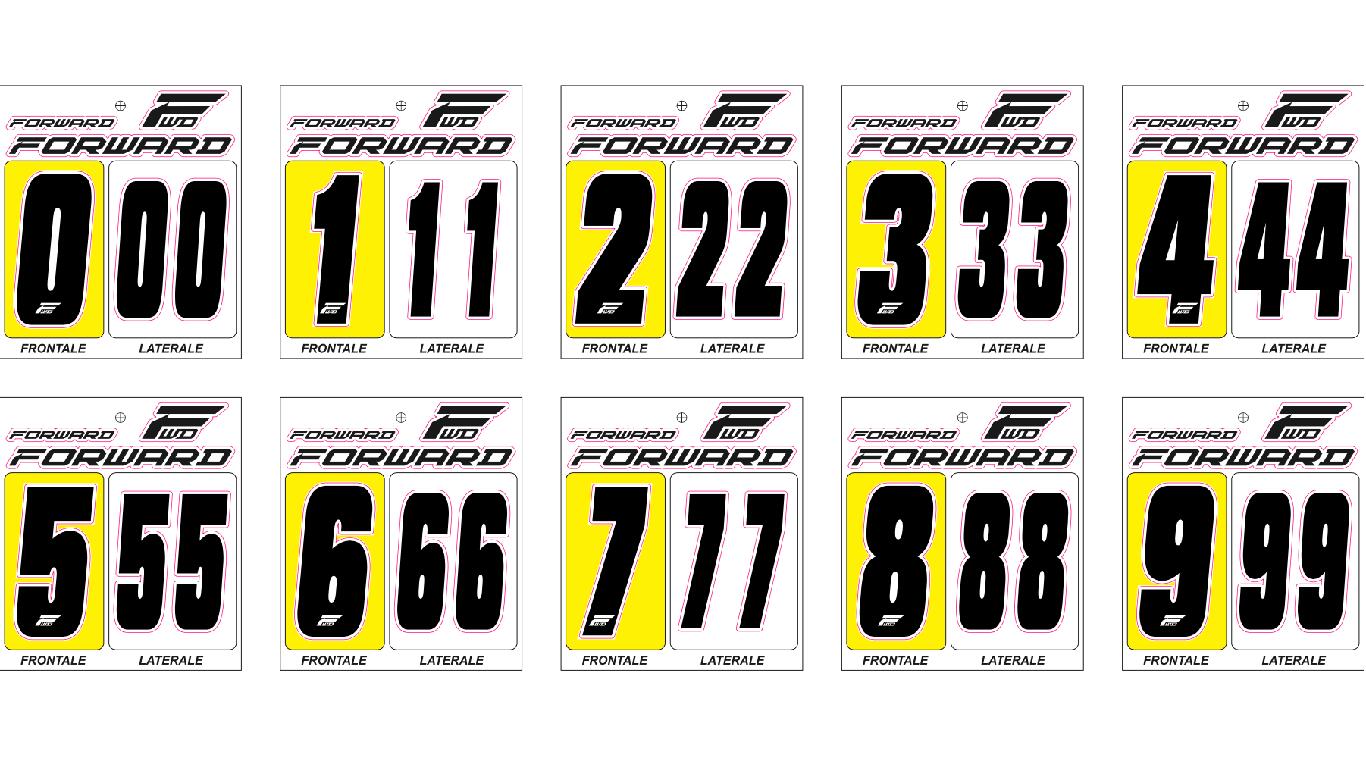 Kit números placa forward - preto - autocolantes - 3