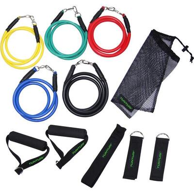 Resistance band set - weerstandsbanden - fitnes elastiek - 5 stuks + accessoires