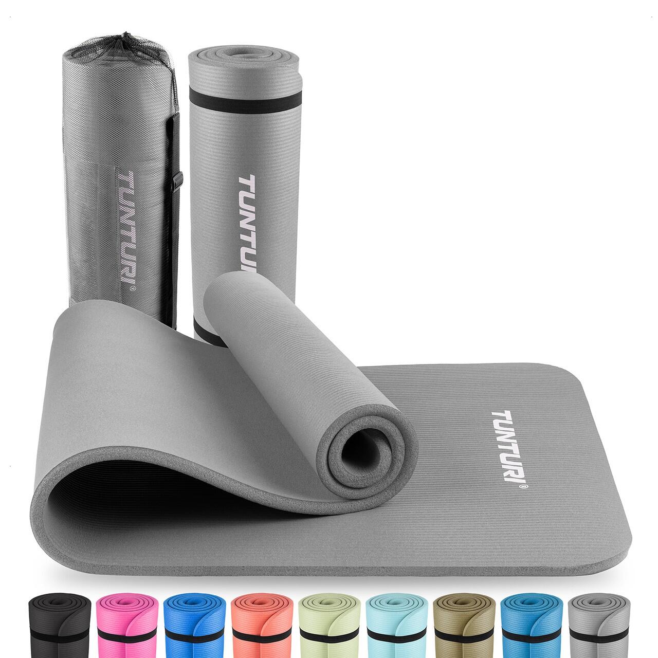TUNTURI Fitnessmat met draagtas - yogamat - Zacht materiaal - 180 x 60 x 1,5 cm