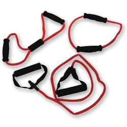 Set élastiques de musculation tubing fort avec grip, rouge
