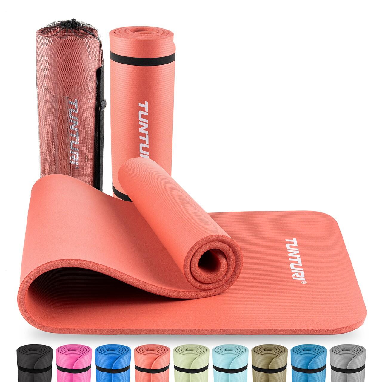 TUNTURI Fitnessmat met draagtas - yogamat - Zacht materiaal - 180 x 60 x 1,5cm