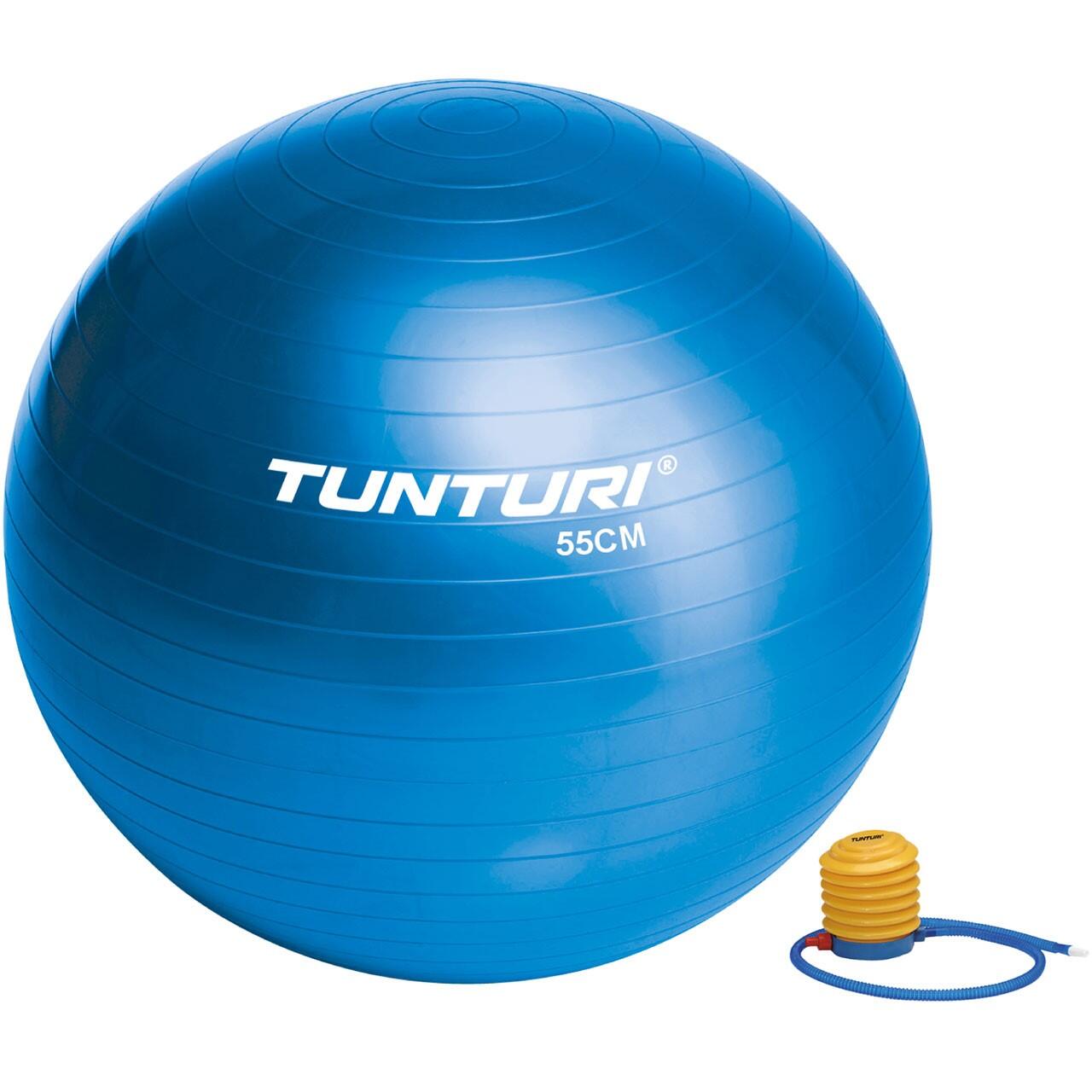 Tunturi - Ballon De Fitness - Ballon De Yoga - Pompe Incluse - Capacité De Charge 220 Kg - Ballon De Gym - Bleu - 55 Cm - Decathlon