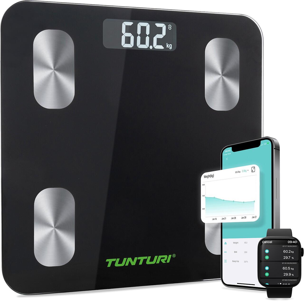 TUNTURI Personenwaage - Bluetooth - 180 kg Benutzergewicht - inkl. Körperanalyse