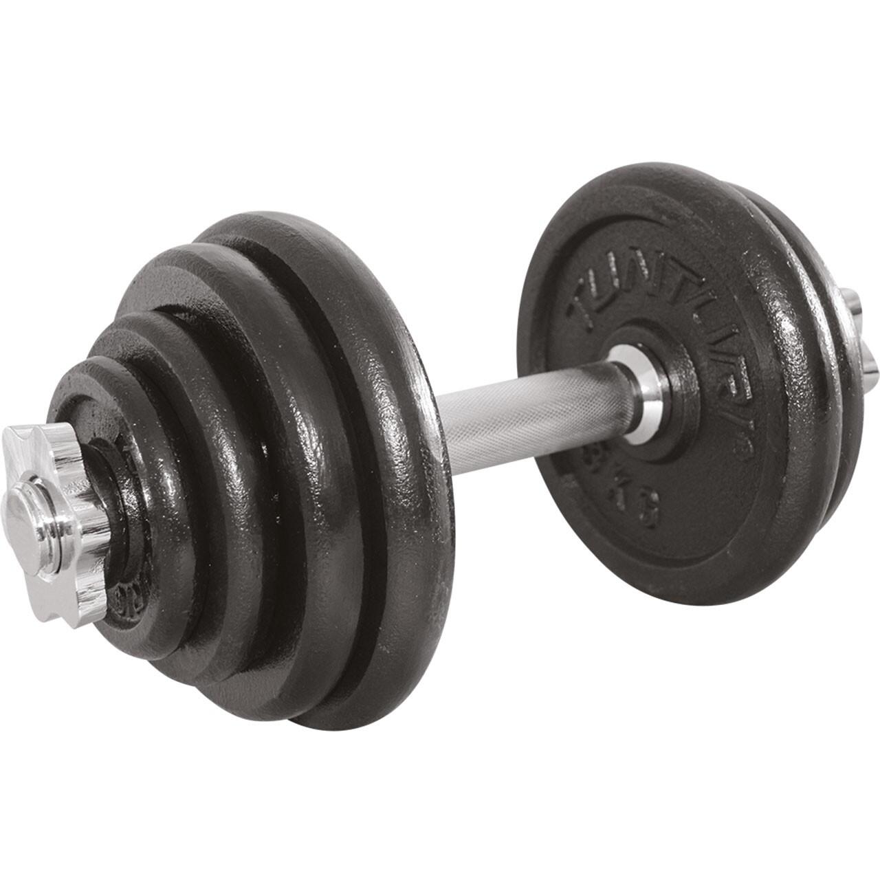 TUNTURI Dumbell Gietijzer totaal 15kg - Halterset met schroefsluiting - 1 Halterstang