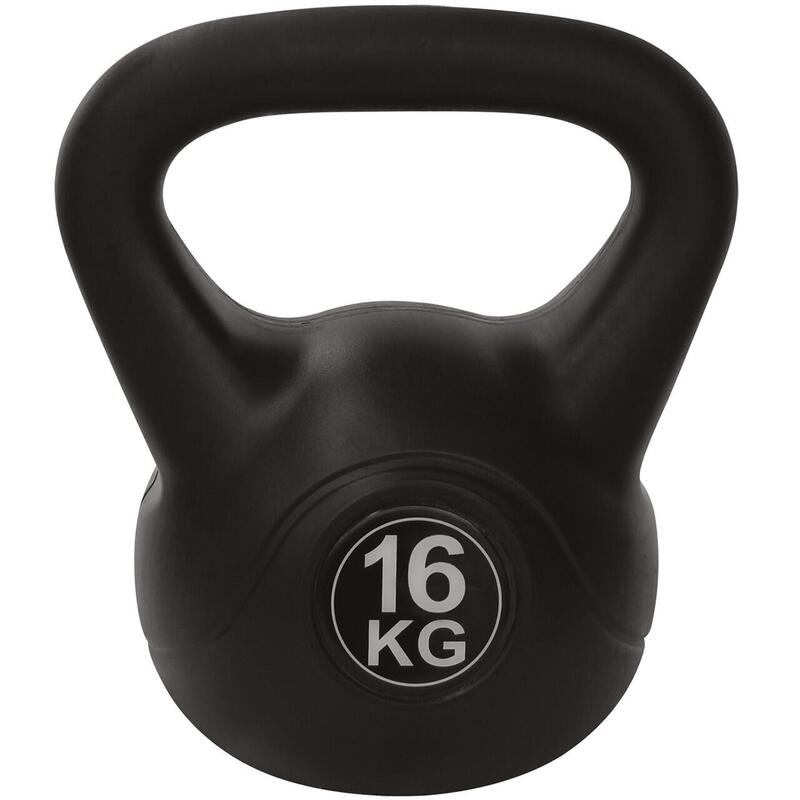 Kettlebell Suave De PU Negro - Pesa Rusa 16 Kg, Funda Protectora Para Suelos