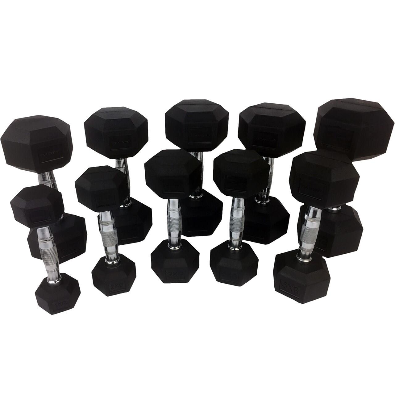 TUNTURI Sada jednoručních činek TUNTURI Hexa 1-10 kg (10 párů)