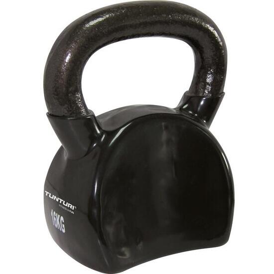 Tunturi Guss-Kettlebell 16 kg, schwarze Vinyl-Beschichtung