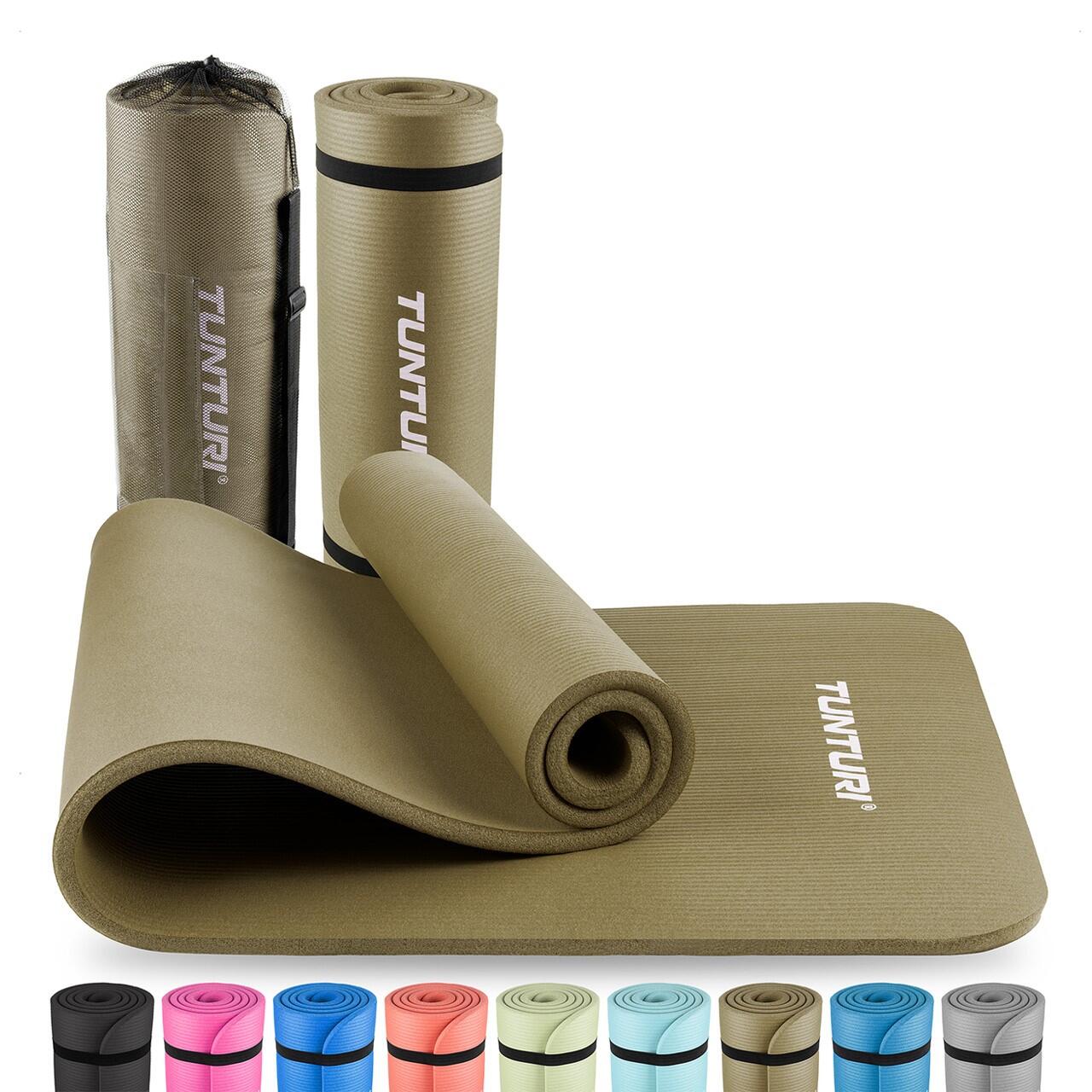 TUNTURI Fitnessmat met draagtas - yogamat - Zacht materiaal - 180 x 60 x 1,5cm