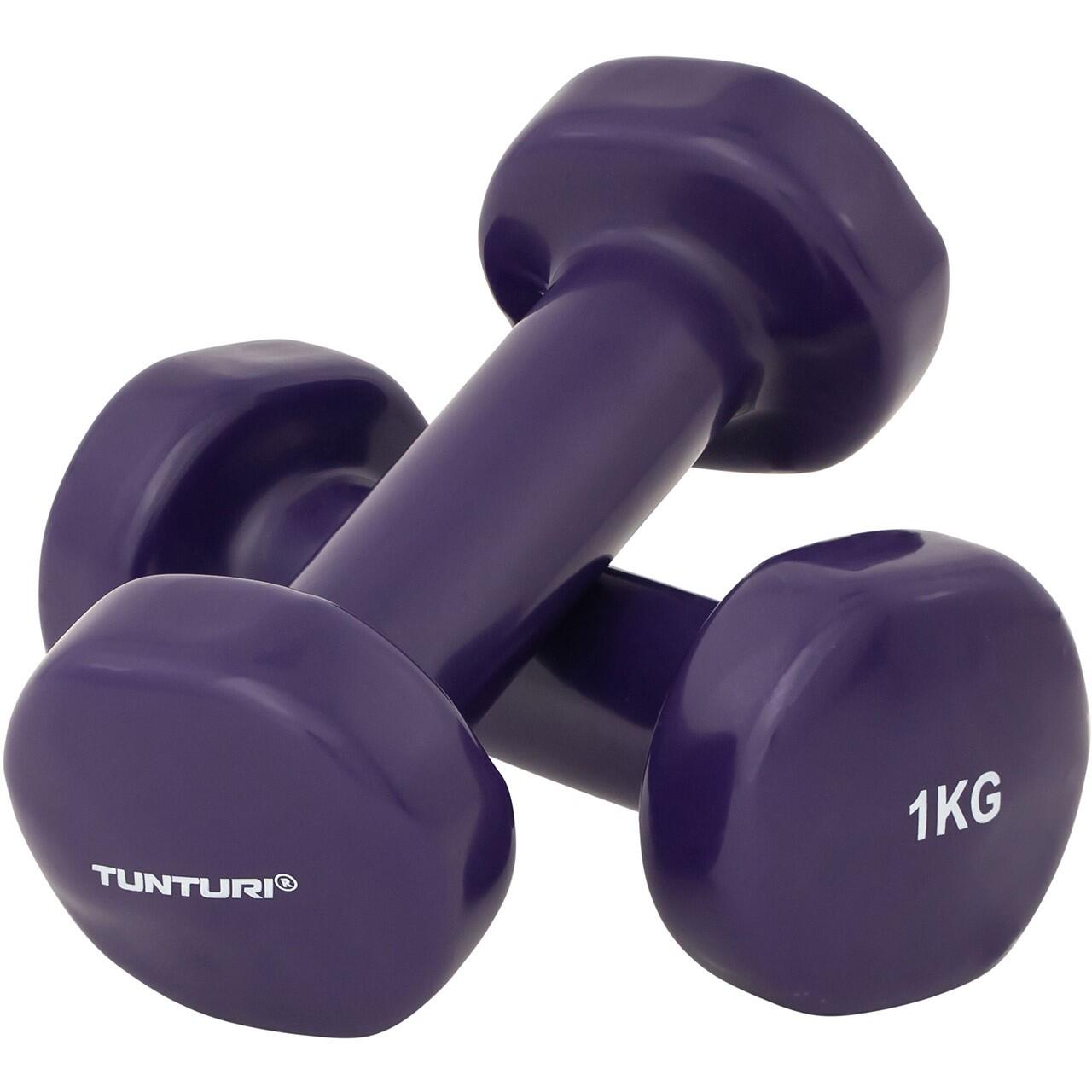 Tunturi - Haltères Vinyle 1kg Violet, La Paire - Haltère - Violet - 2 X 1 Kg - Decathlon