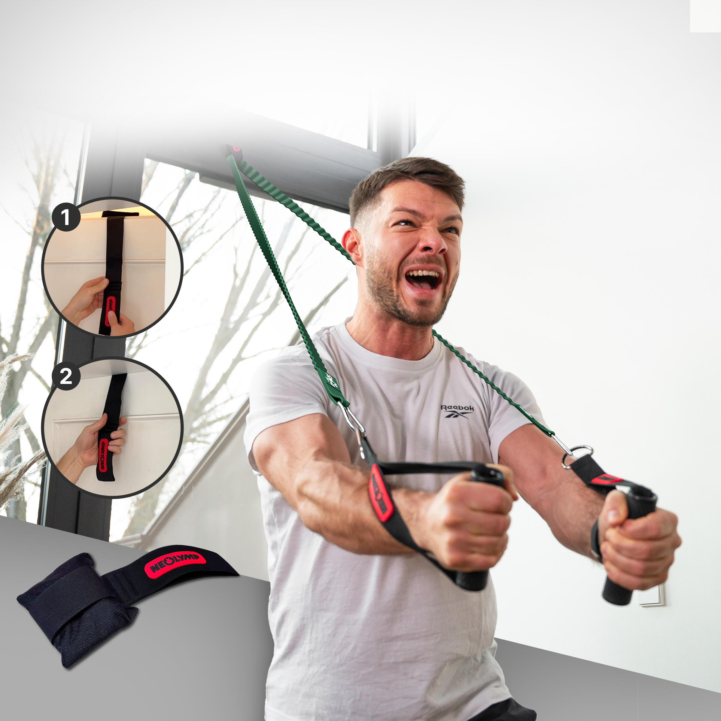 NEOLYMP Resistance Bands Set – 5 Fitnessbänder, Türanker & Griffe 4,5–68kg 4/7