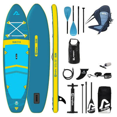 PACK COMPLETO PAGAIA GONFIABILE KAYAK AIRGLISS SUN 11.0 PER UN MASSIMO DI 2 PERS
