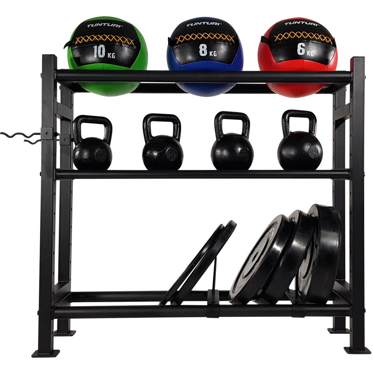 TUNTURI Multi Storage Rack for Wall Balls - Kettebells - weight plates