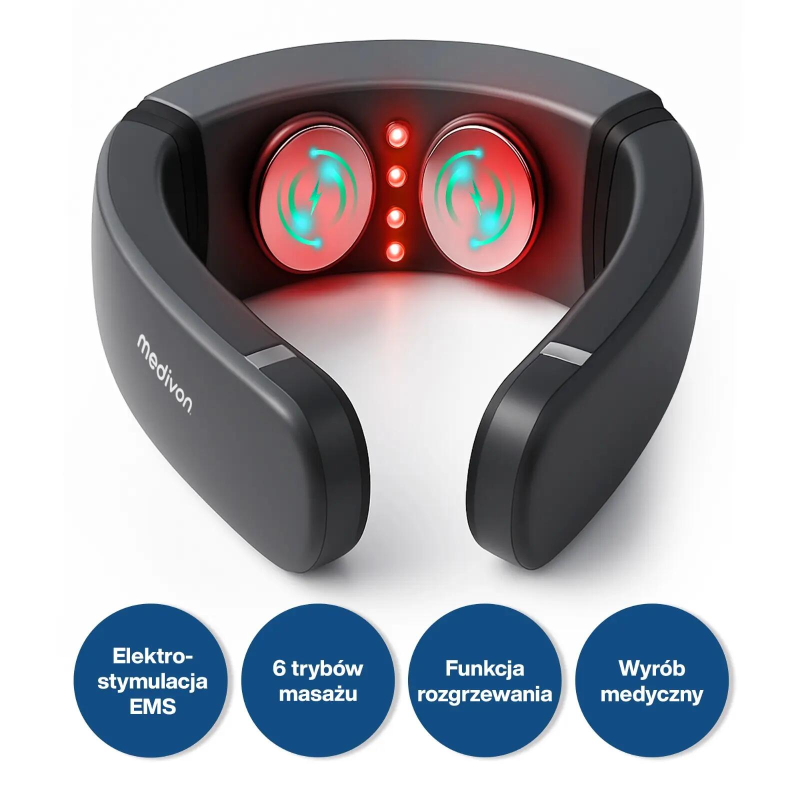 Masażer wibracyjny karku pleców i szyi elektrostymulator Medivon Smart EMS 2/8