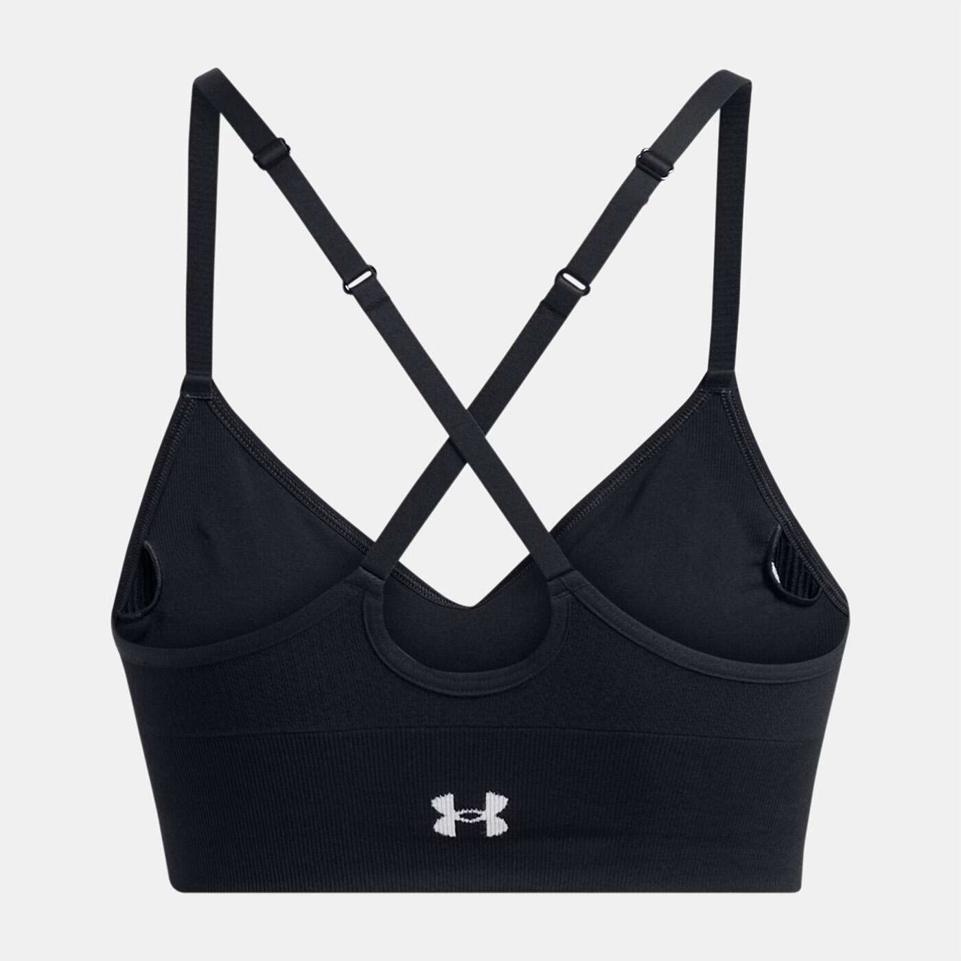 Top esportivo preto e branco com suporte leve UA Vanish Seamless feminino 5/7
