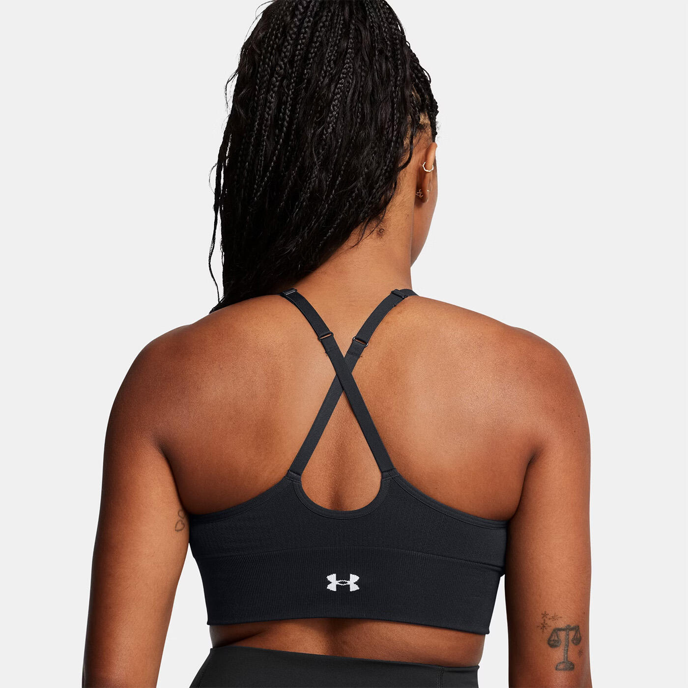 Top esportivo preto e branco com suporte leve UA Vanish Seamless feminino 7/7