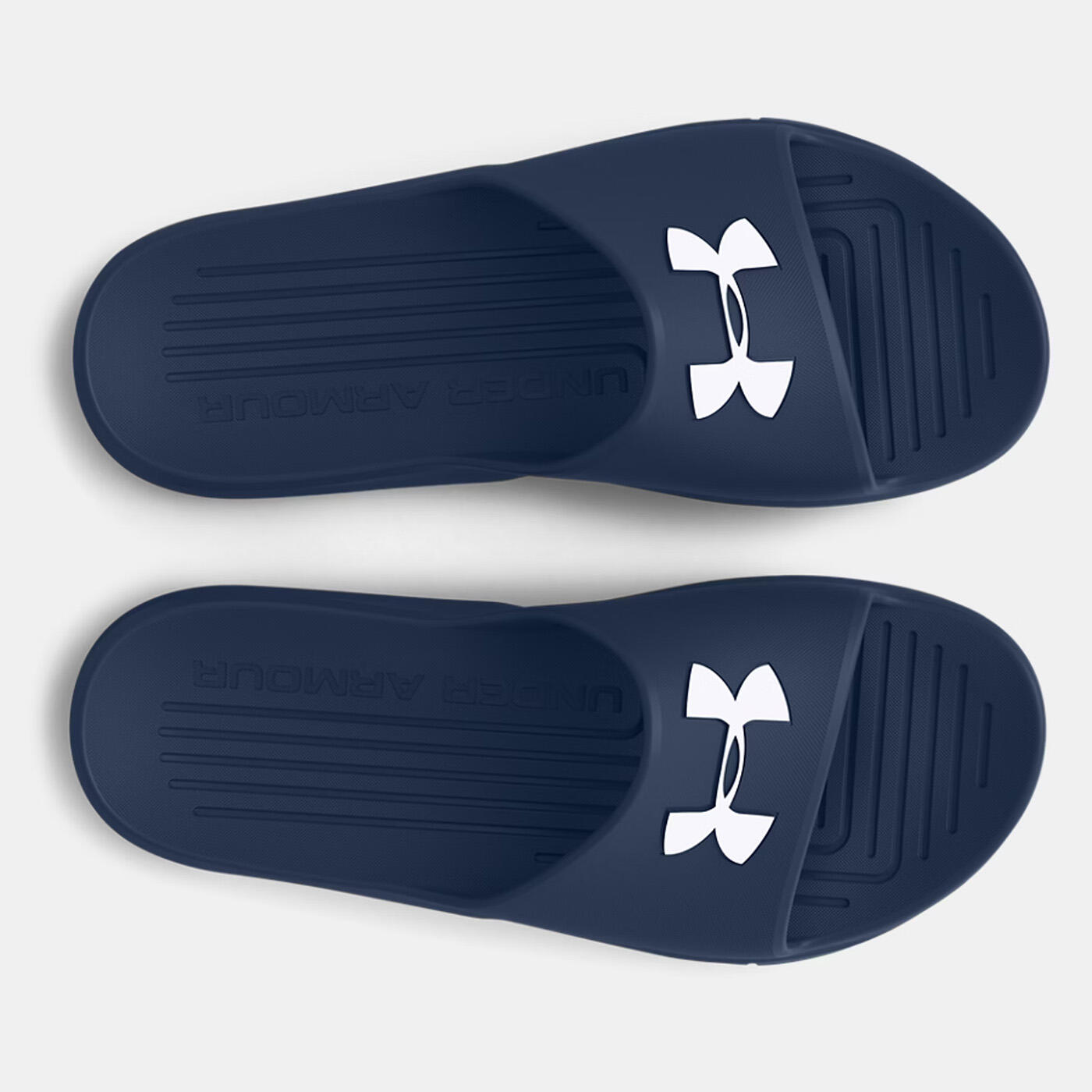 Claquettes UA Core PTH Unisexe Under Armour Bleu marine et blanches 4/5
