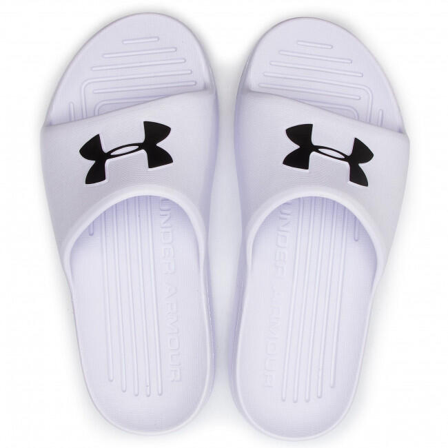 Ciabatte UA Core PTH unisex Under Armour bianche e nere 3/5