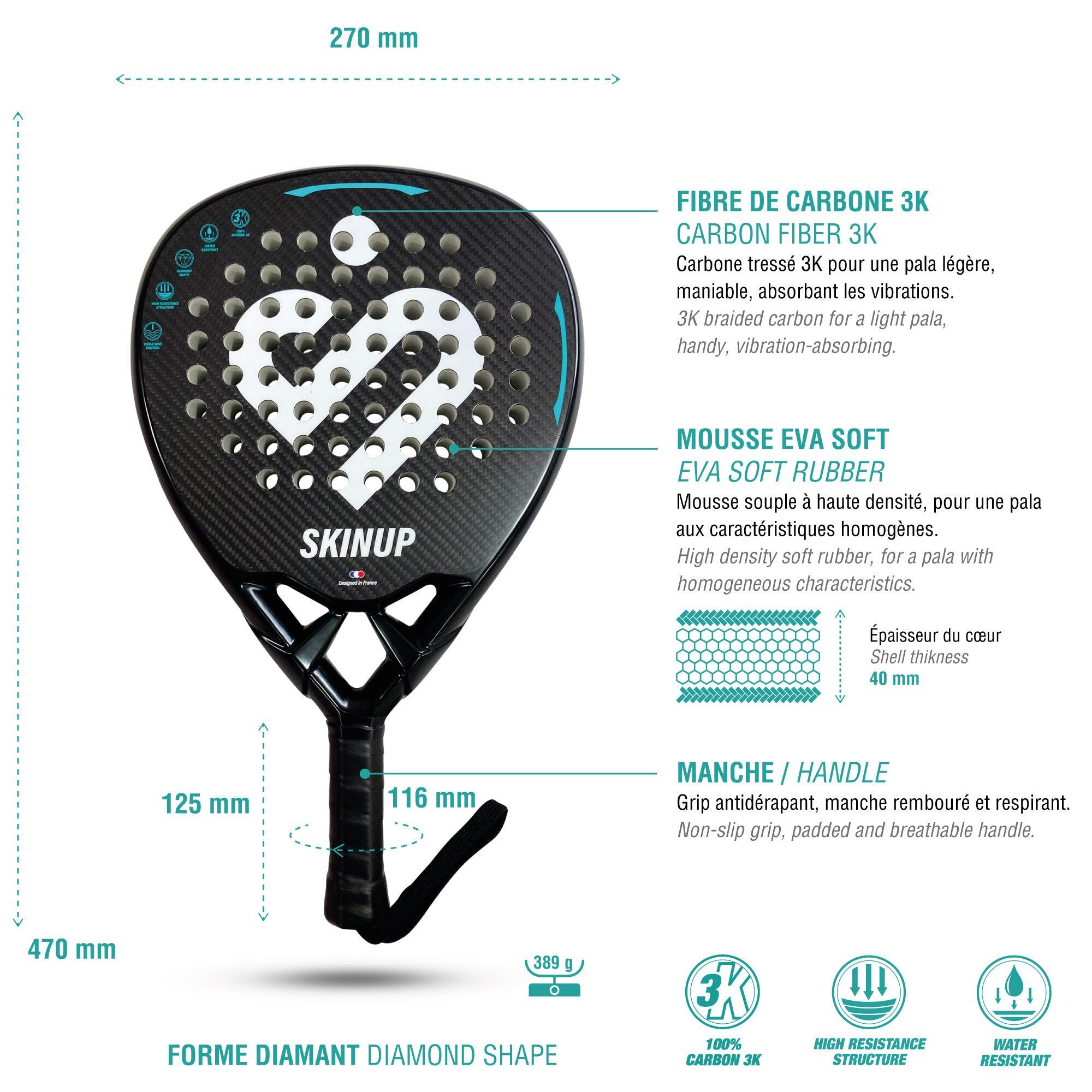 Pala de pádel de carbono 3K - SKINUP Sport 4/5