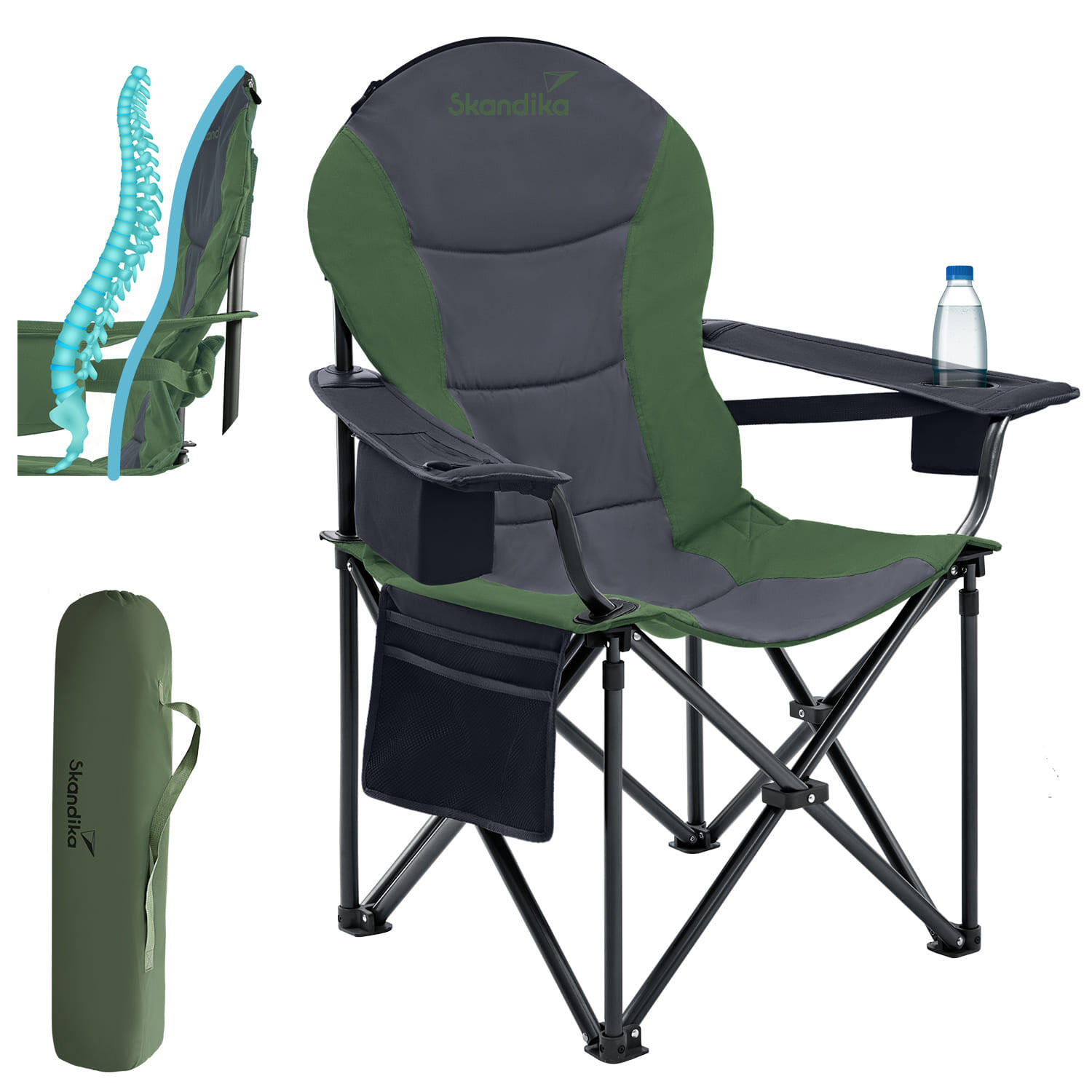 Skandika - Chaise Pliante Camping Relax Comfort - Max 160 Kg - Sac Transport - Vert - Chaise - Vert - Taille Unique - Decathlon