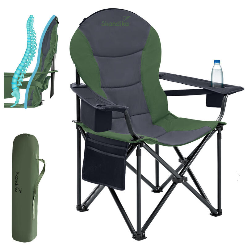 Chaise pliante camping Relax Comfort - Max 160 kg - Sac transport - Vert