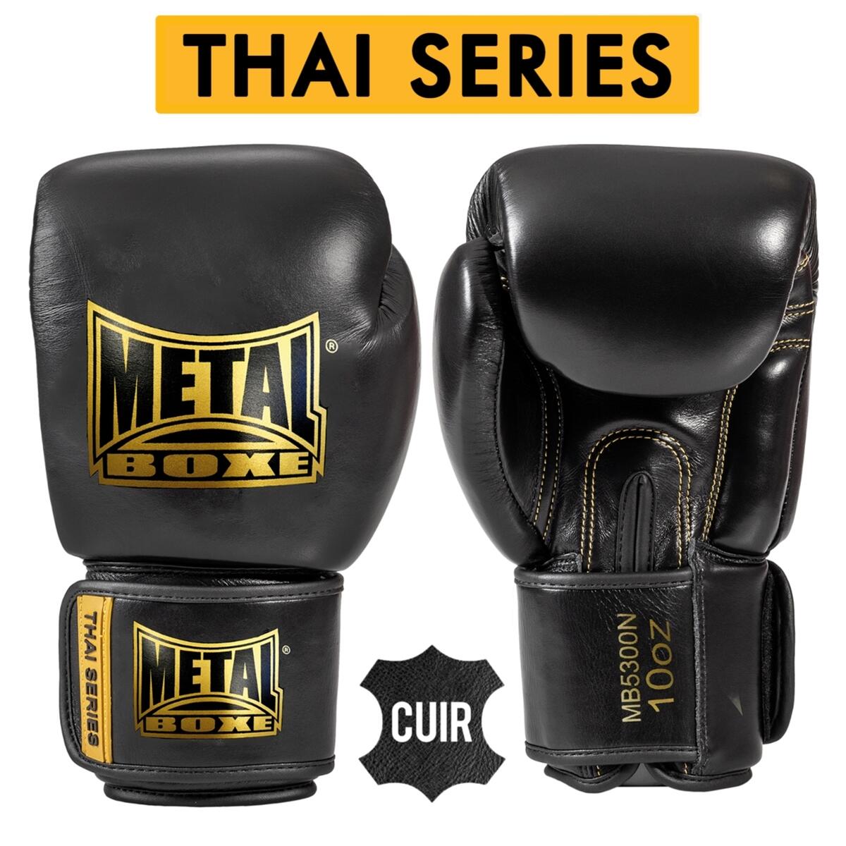 Guantes de boxeo tailandés de cuero metálico 2/3