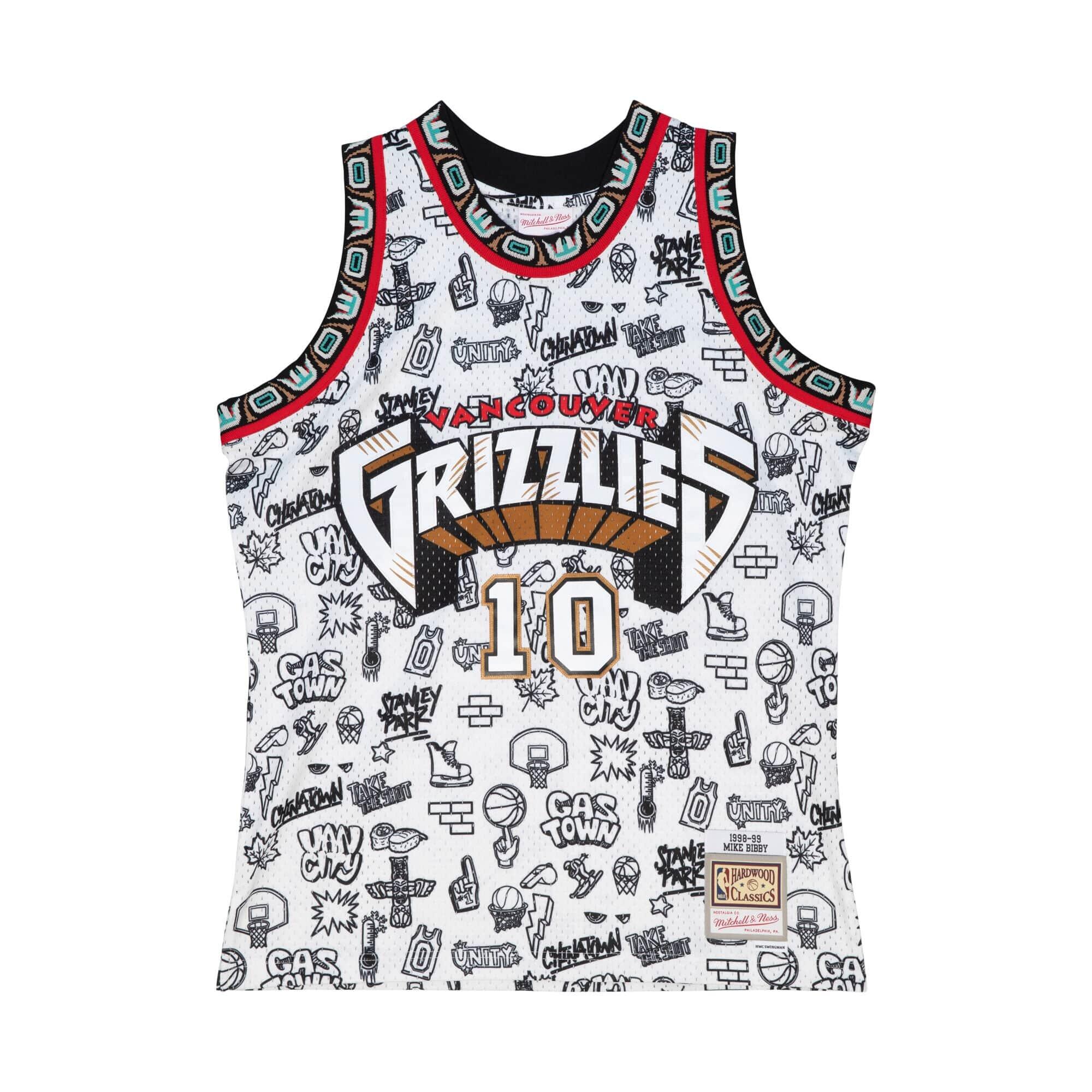 MITCHELL & NESS Vancouver Grizzlies NBA Jersey Doodle Swingman Mike Bibby 1998-99