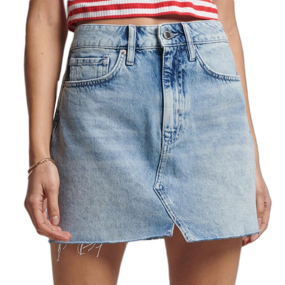 Superdry - Jupe En Jean Bleu Clair Femme Superdry Mini Skirt - Jupe - Bleu - Decathlon