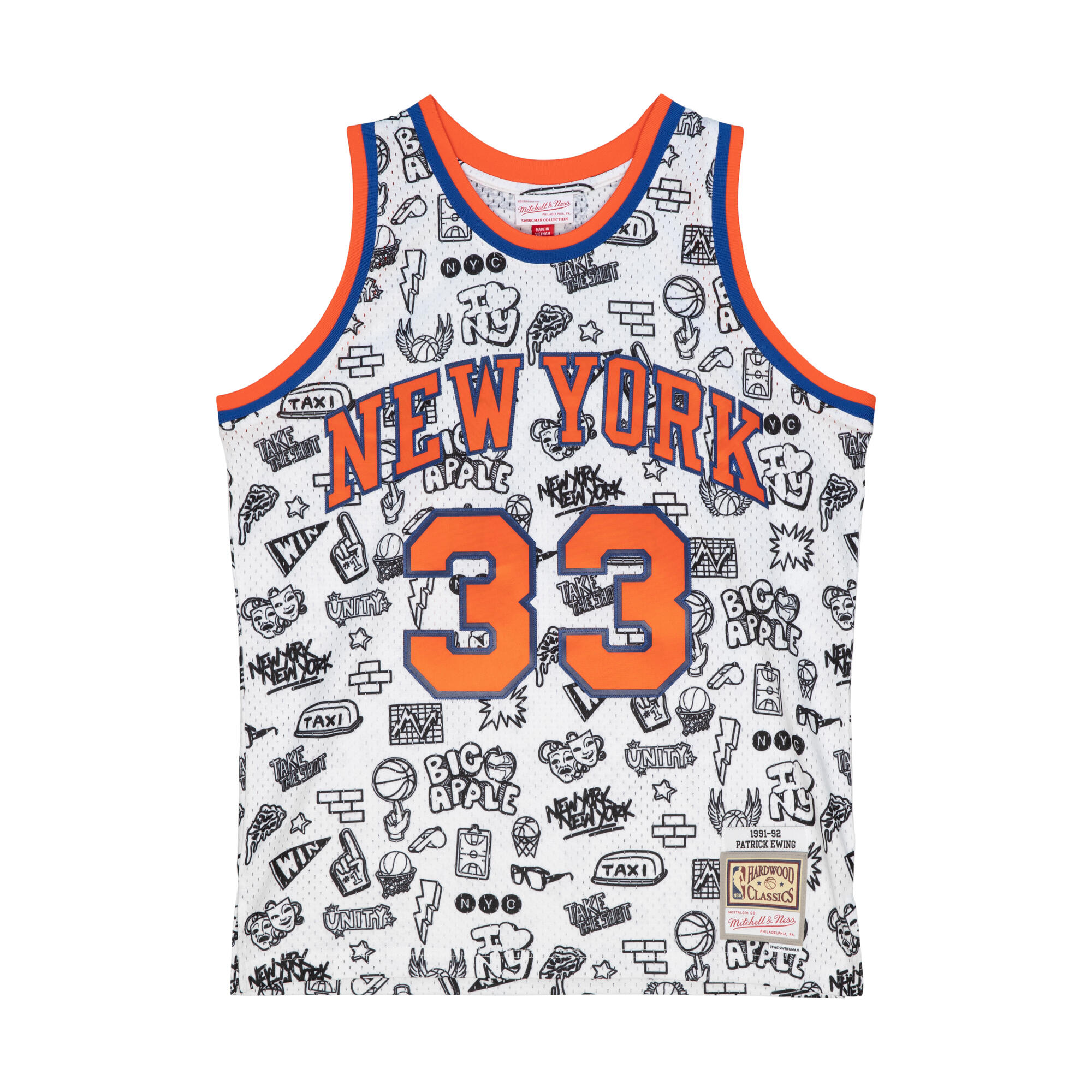 MITCHELL & NESS New York Knicks NBA Jersey Patrick Ewing Doodle Swingman 1991