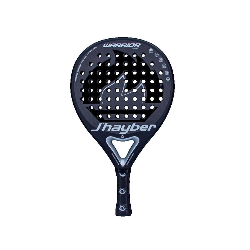 Jhayber Warrior Carbon Black Padel Racket - 3K Carbon, Soft EVA, Round Shape