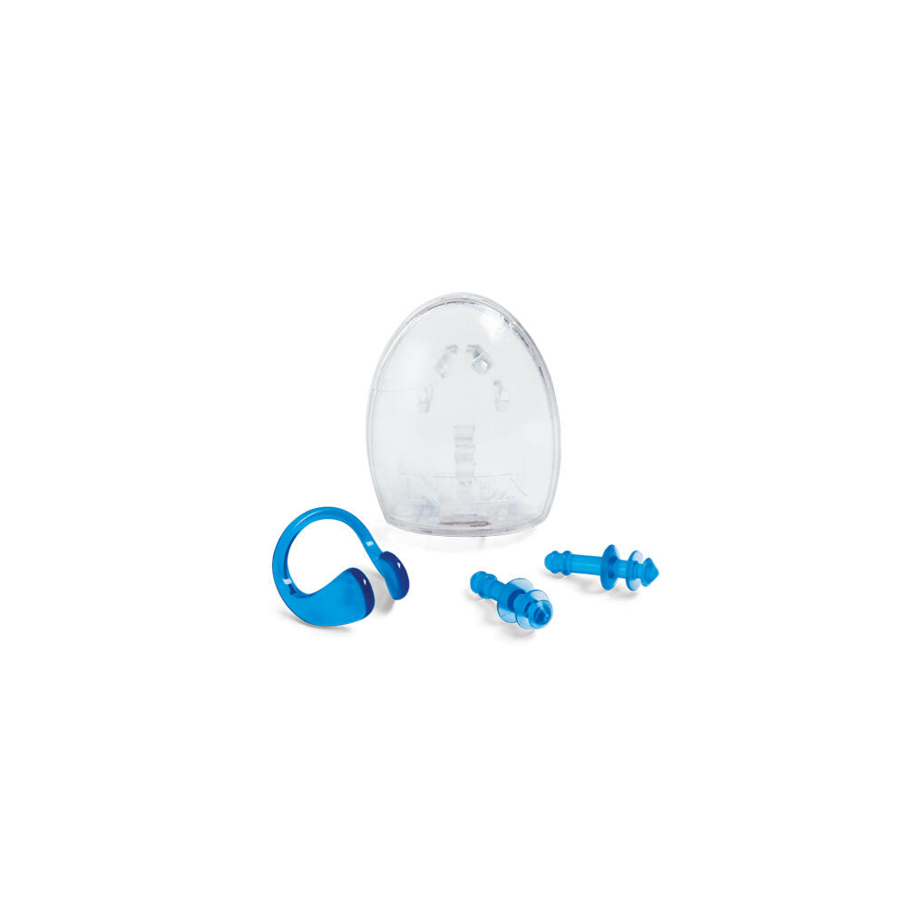 3pc Intex Ear Plugs & Nose Clip Combo Set w/ Case - Blue