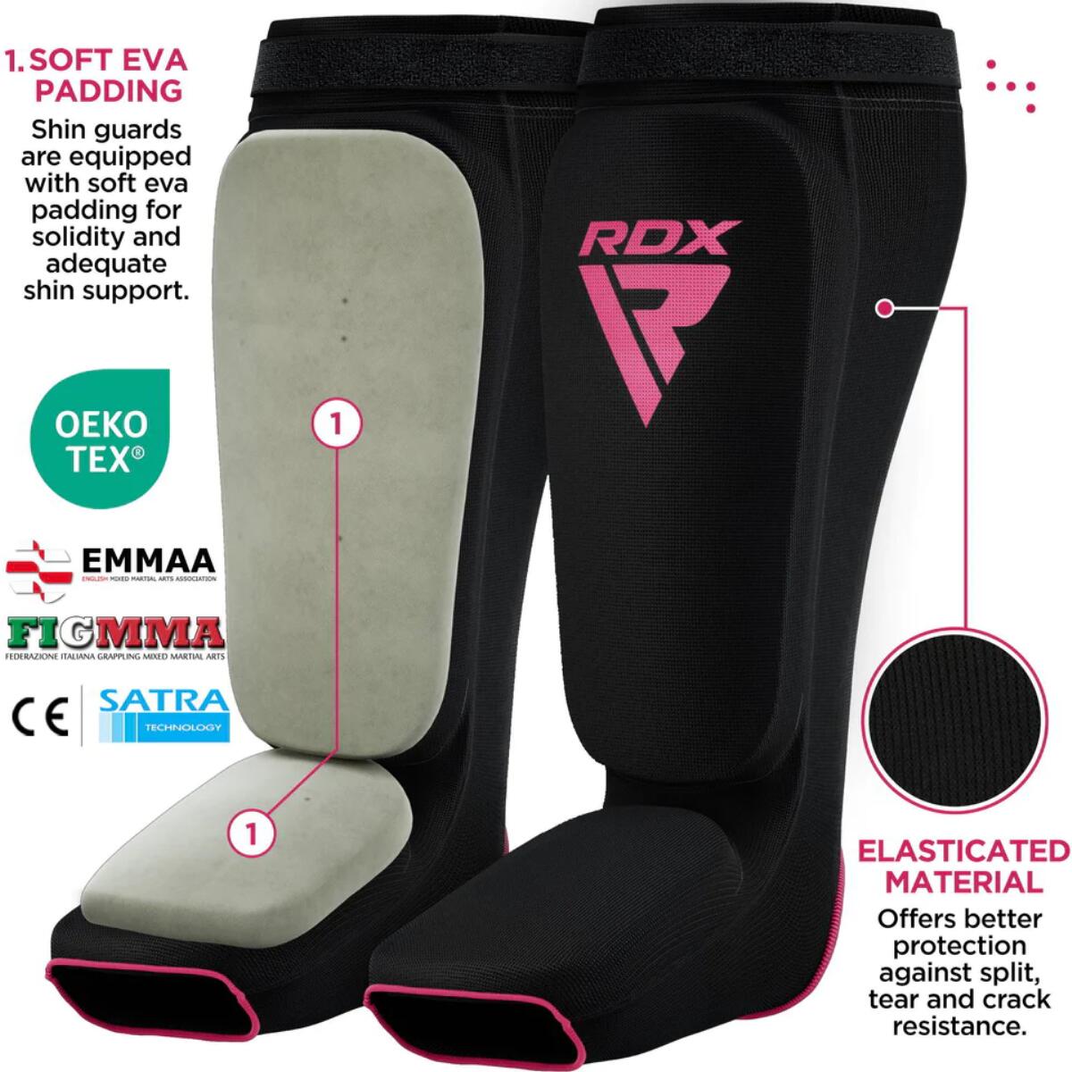 Schienbeinschoner RDX – Schwarz/Rosa – S 4/4