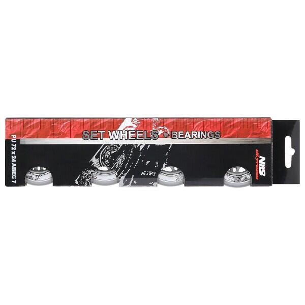 PU 72x24 82A TRANSPARENT (4 pièces) + ABEC-7 (8 pièces) KIT NILS EXTREME 6/6