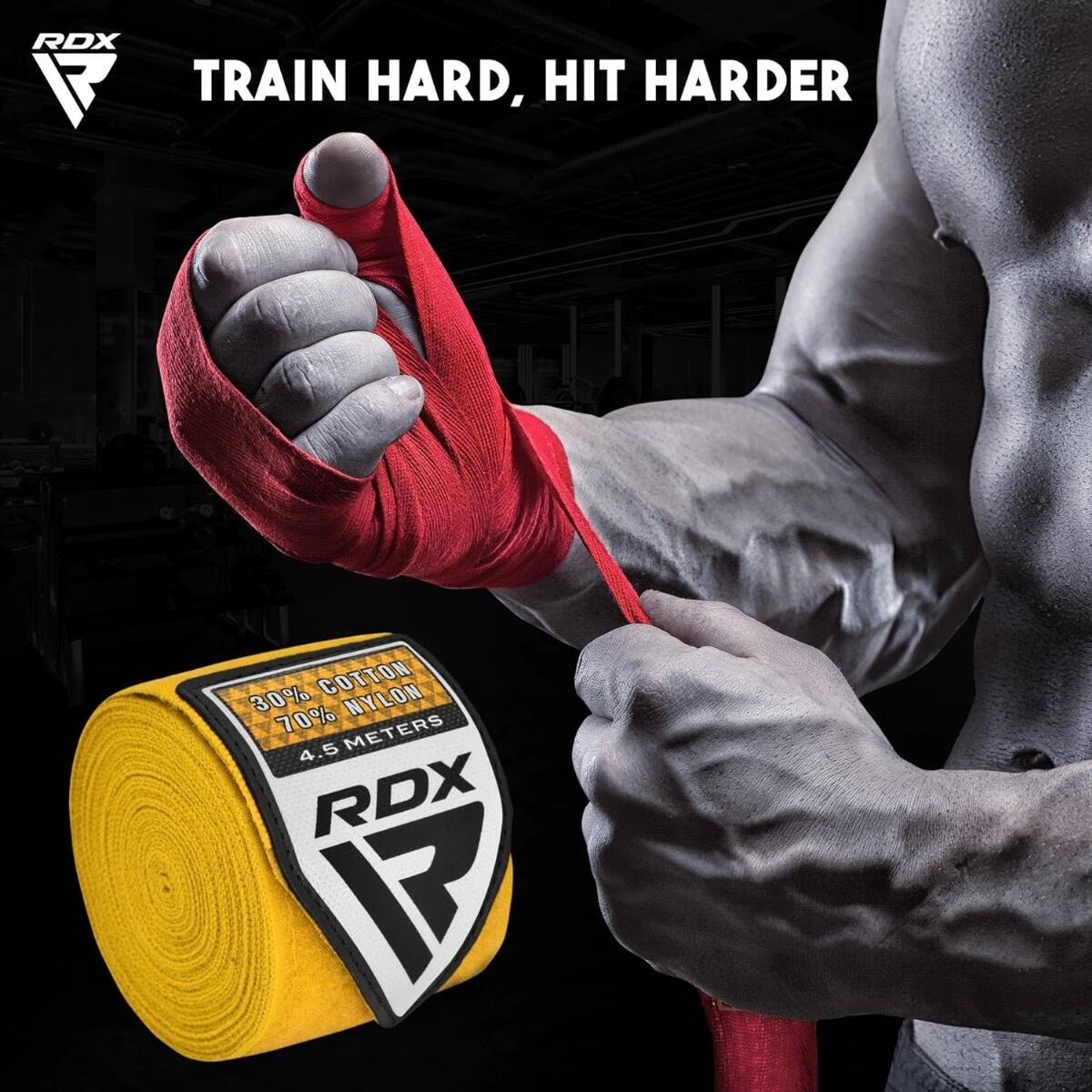 RDX Bandes de Boxe WX Pro 4.5 m – Jaune 7/7