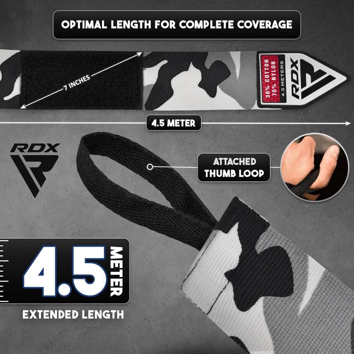 RDX Bandes de Boxe WX Pro 4.5 m – Camouflage 4/7