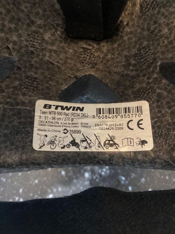 Casque vélo Rockrider BTwin Teen rouge et blanc 6/6