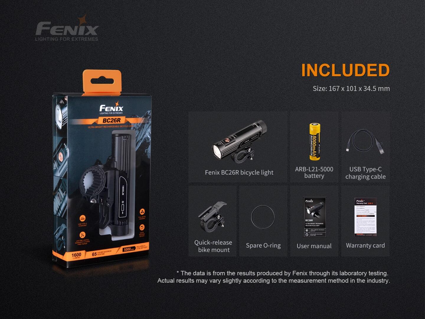 Lampe vélo Fenix BC26R 1600 lm compacte IP68 USB-C 5000 mAh 7/8