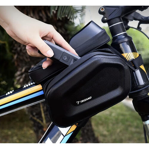 Bolsa para cuadro de bicicleta con soporte para teléfono negra 2 litros 6/7